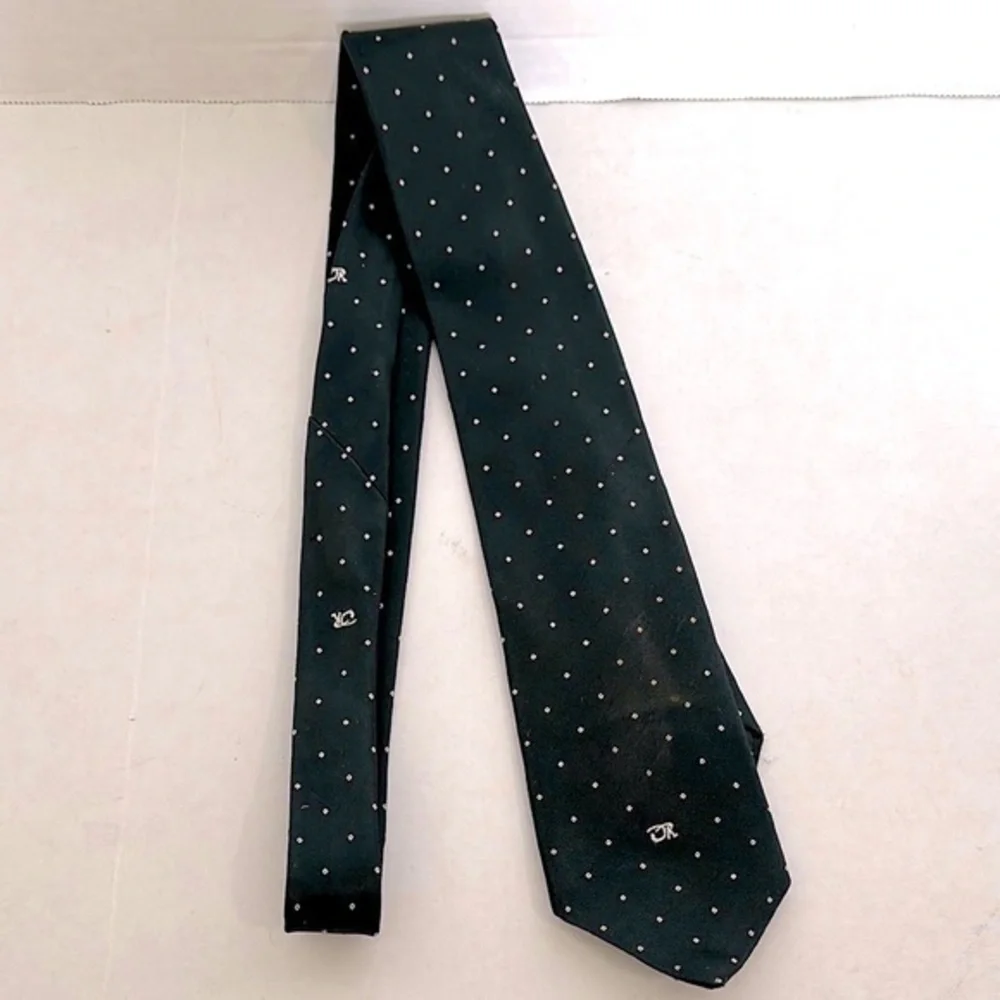 Vintage Oscar de la Renta Mens Tie, Black and White, Diamond Square